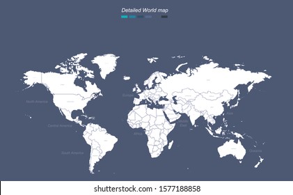 world countries map. named vector world map. continental world map with white background.
