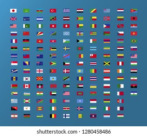 World country flag  set for web and graphic design. Vector flag icon, blue background.