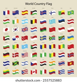 world country nation flag set icon illustration.