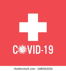 world covid-19 disaster text with cross icon