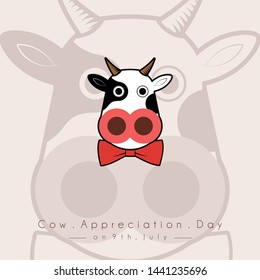World Cow Appreciation Day Vector Design with Cow Head and cow head background
