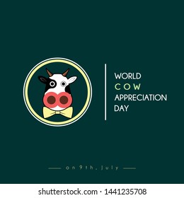World Cow Appreciation Day Vector Design with Cow Head