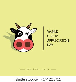 World Cow Appreciation Day Vector Design with Cow Head