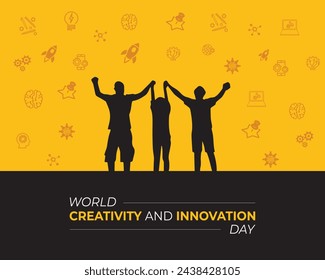 Welttag der Kreativität und Innovation. 21. April. Urlaubskonzept. Vorlage für Hintergrund mit Banner, Poster und Karte. Vektorgrafik. Vektor-Element Kreativität und Innovation. 