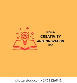 World Creativity and Innovation Day. April 21. Idea light bulb. Line outline. Doodle. White background. Poster, banner, card, background. Eps 10.