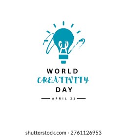 World Creativity and Innovation Day. April 21. Idea light bulb. Line outline. Doodle. White background. Poster, banner, card, background. Eps 10.
