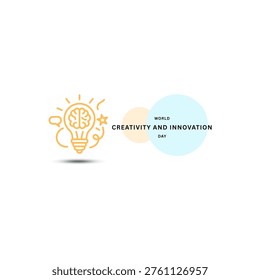 World Creativity and Innovation Day. April 21. Idea light bulb. Line outline. Doodle. White background. Poster, banner, card, background. Eps 10.
