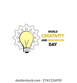World Creativity and Innovation Day. April 21. Idea light bulb. Line outline. Doodle. White background. Poster, banner, card, background. Eps 10.