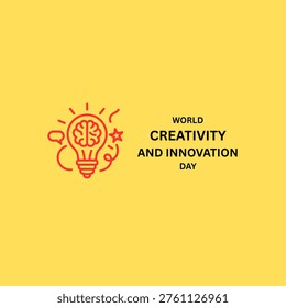 World Creativity and Innovation Day. April 21. Idea light bulb. Line outline. Doodle. White background. Poster, banner, card, background. Eps 10.