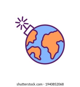 World Crisis RGB Color Icon. Unstable And Dangerous Situations. Humanitarian Crisis. Deadly Disease. Conflicts And Wars. Hunger And Malnutrition. Climate Changes. Isolated Vector Illustration