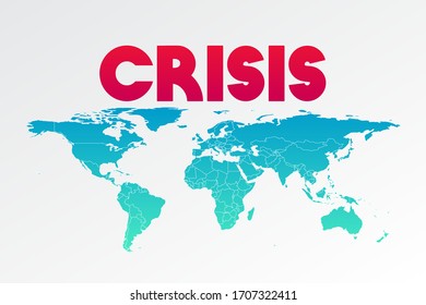 Ilustración mundial de los vectores de crisis. Símbolo con mapa de infografía, economía, pandemia, enfermedad global, información, informe, elemento de diseño, icono, signo