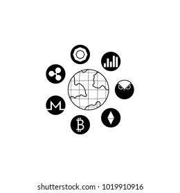 world crypto currency icon. Element of crypto currency for mobile concept and web apps. Thin line  icon for website design and development, app development. Premium icon on white background