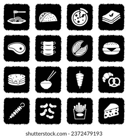 World Cuisine Icons. Grunge Black Flat Design. Vector Illustration.