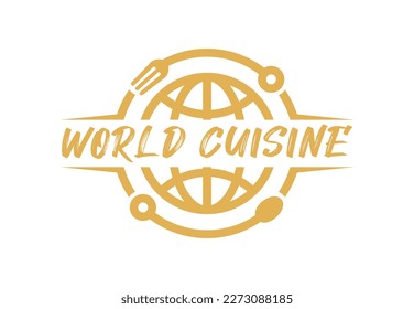 World Cuisine Logo Design Concept. Vector Illustration