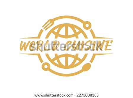World Cuisine Logo Design Concept. Vector Illustration