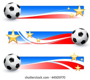 World Cup 2010 Soccer Ball with American Banner Collection Original Vector Illustration