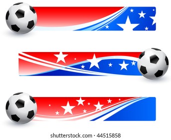 World Cup 2010 Soccer Ball with American Banner Collection Original Vector Illustration