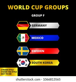 World cup 2018 russia, football soccer country groups, championship match table chart. With 4 version design template, easy to use.