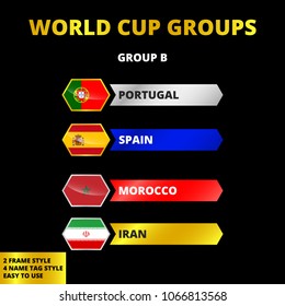 World cup 2018 russia, football soccer country groups, championship match table chart. With 4 version design template, easy to use.