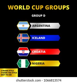 World cup 2018 russia, football soccer country groups, championship match table chart. With 4 version design template, easy to use.