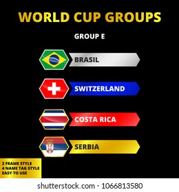 World cup 2018 russia, football soccer country groups, championship match table chart. With 4 version design template, easy to use.