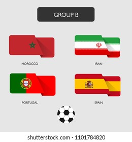 World Cup 2018. Set of national flags team group B. Vector for international world championship tournament