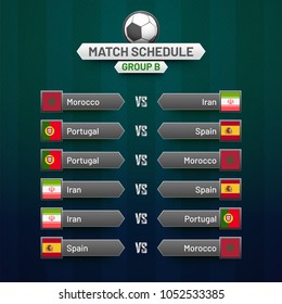 Calendario del Mundial de Fútbol. Plantilla de tabla de programación de fútbol, por grupos.