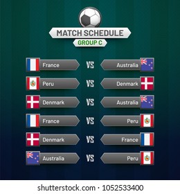 World cup calendar. Soccer schedule table template , groupwise.