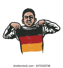  world cup football soccer player world cup supporter fan lifting shirt showing country flag Germany 2018