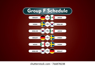 World cup russia 2018. match schedule group F vector illustration. eps10.