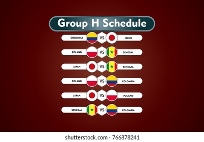 World cup russia 2018. match schedule group H vector illustration. eps10.