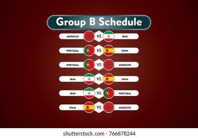 World cup russia 2018. match schedule group B vector illustration. eps10.