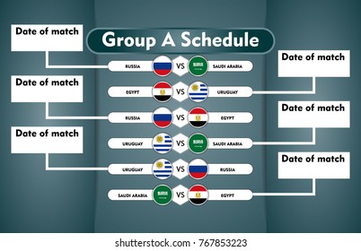 World cup russia 2018. match schedule group A vector illustration. eps10.