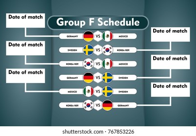 World cup russia 2018. match schedule group F vector illustration. eps10.