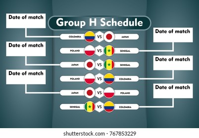 World cup russia 2018. match schedule group H vector illustration. eps10.