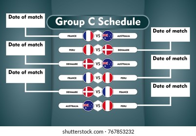 World cup russia 2018. match schedule group C vector illustration. eps10.