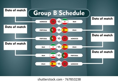 World cup russia 2018. match schedule group B vector illustration. eps10.