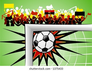 World cup soccer. Cheering supporters when Angola scores