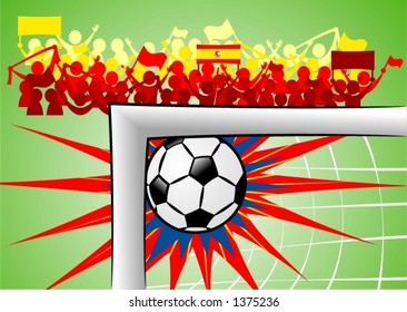 World cup soccer.Cheering supporters when Spain scores