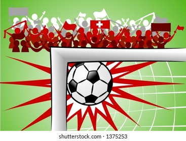 World cup soccer.Cheering supporters when Swiss scores
