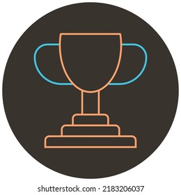 World cup two color icon outline on dark brown round background.