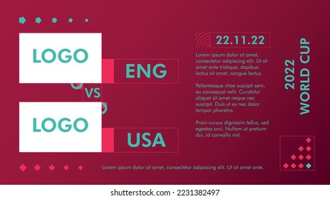 world cup vs screen match screen match day illustration soccer football 2022 Football scoreboard broadcast graphic soccer template eng vs usa