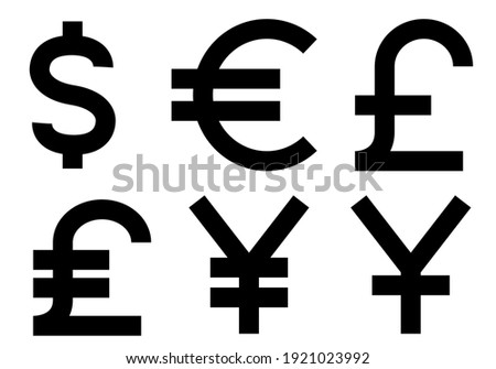 World currencies black and white vector