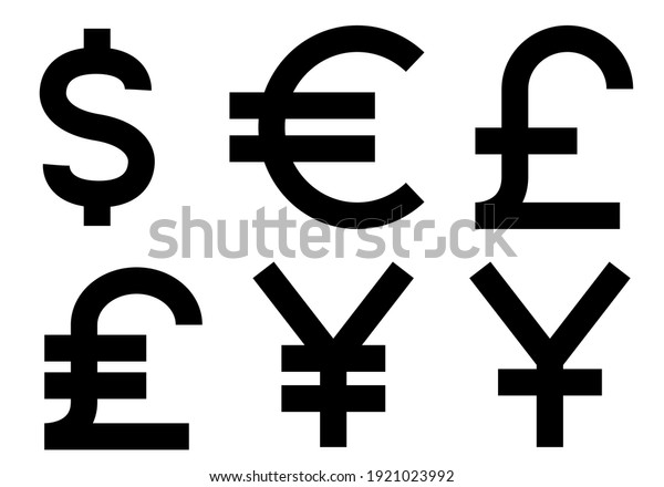 World Currencies Black White Vector Stock Vector (Royalty Free) 1921023992