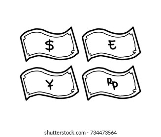 world currencies doodle