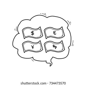 world currencies doodle