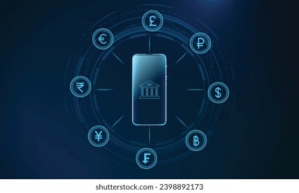 World Currencies exchange concept. Trading and investing Online Banking. Currency Exchange Poster or Banner Design.