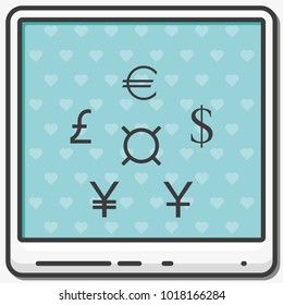 World currencies flat vector icons.