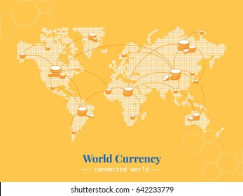 World Currency. Bitmap of world connected with many types of coin. People around the world exchanges money all the time.
Vector template for website, design, cover, annual reports.