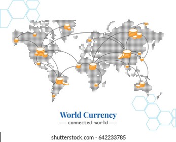 World Currency. Bitmap of world connected with many types of coin. People around the world exchanges money all the time.
Vector template for website, design, cover, annual reports.